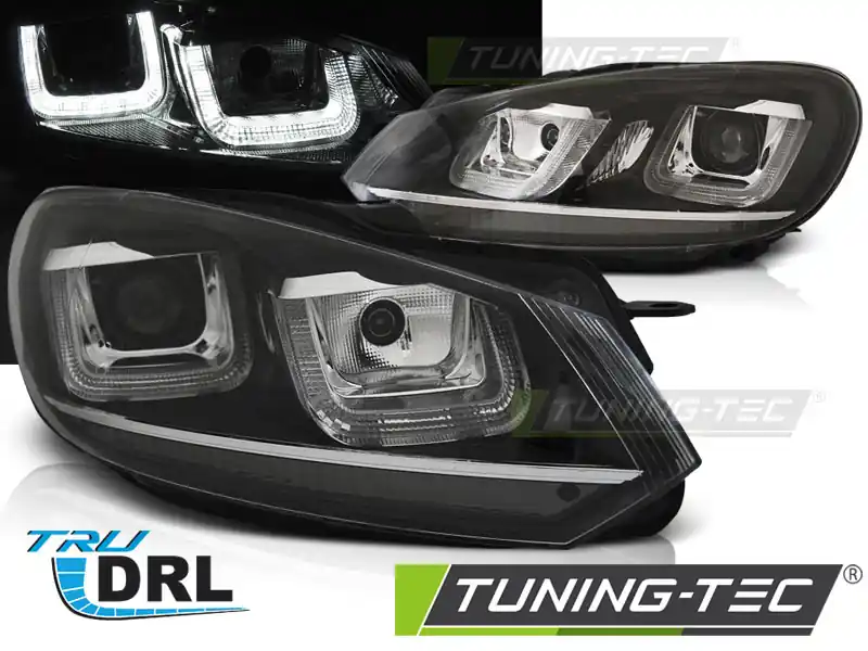 Cumpără online FARURI U-LED LIGHT DRL BLACK CROM LINE pentru VW GOLF 6 2008-2012