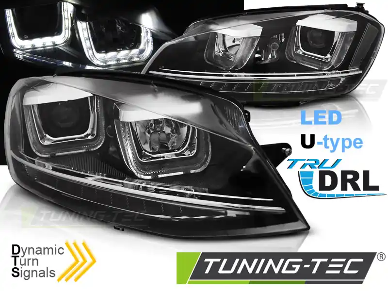 FARURI U-LED LIGHT DRL BLACK SEQ pentru VW GOLF 7 11.2012-2017 Reducere specială