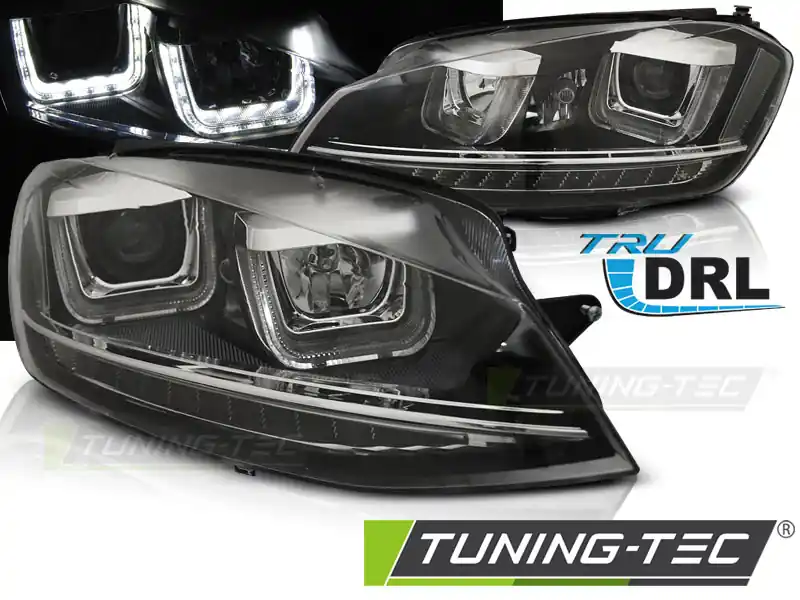 Vezi acum FARURI U-LED LIGHT DRL BLACK pentru VW GOLF 7 11.2012-2017