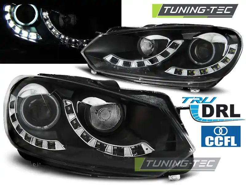 Popular FARURI SINGLE TRUE DRL BLACK pentru VW GOLF 6 10.2008-2012