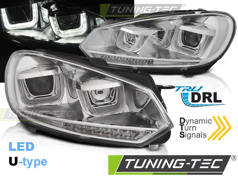 FARURI U-LED LIGHT DRL CROM SEQ pentru VW GOLF 6 2008-2012 Lichidare de stoc
