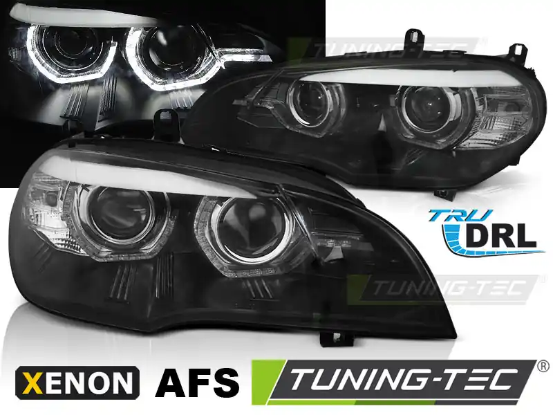 FARURI XENON ANGEL EYES LED DRL BLACK AFS pentru BMW X5 E70 2007-2010 Bestseller