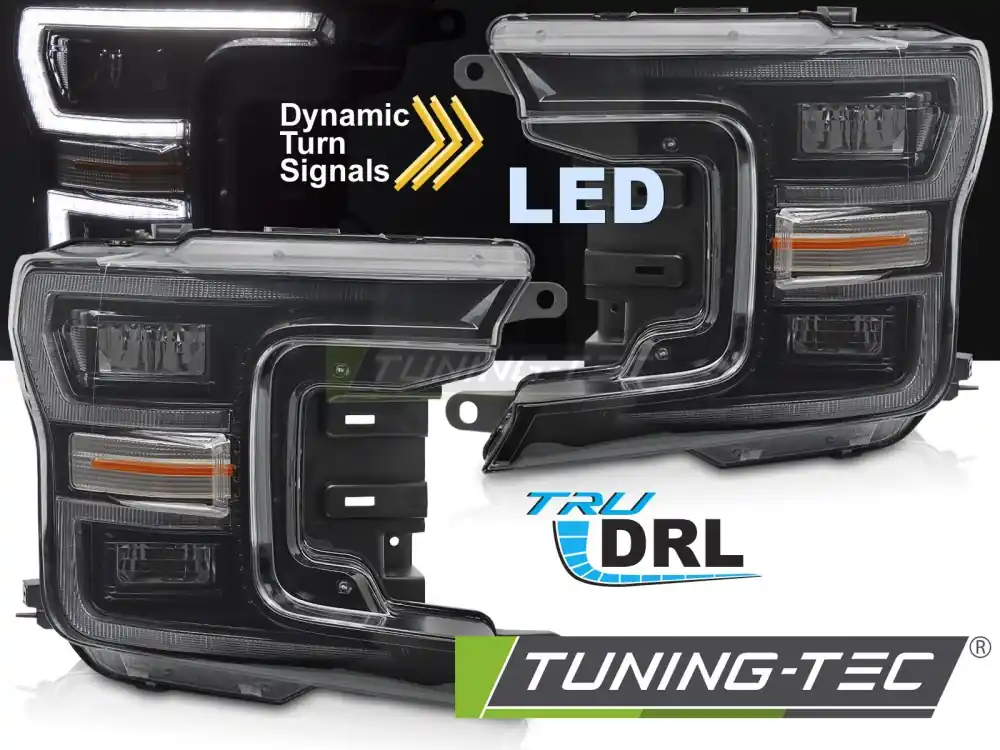 Ieftin FARURI LED BLACK DRL SEQ pentru FORD F150 MK13 2017-2020