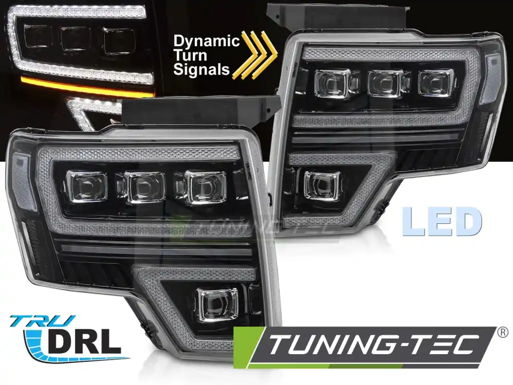 FORD F150 MK12 2008-2014 FULL LED NEGRU DRL SEQ Livrare gratuită