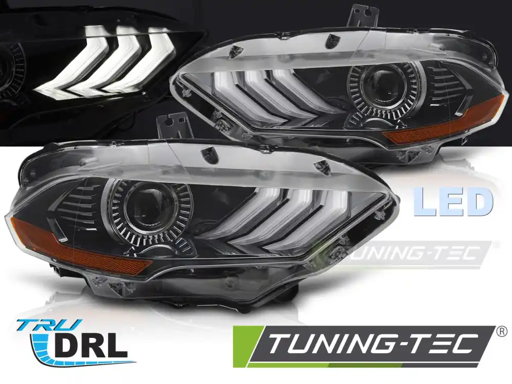 FARURI LED NEGRE DRL pentru FORD MUSTANG 2018-2021 Popular