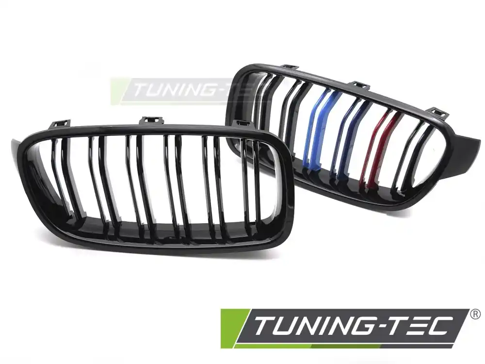 GRILĂ SPORT GLOSSY BLACK TRI-CULOARE DUBLĂ BARĂ pentru BMW F30 / F31 2011-2018 Preț promoțional