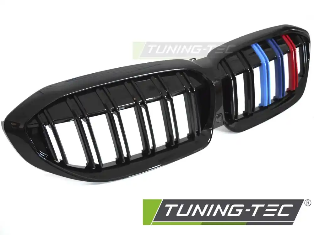 GRILĂ SPORT GLOSSY BLACK TRI-CULOARE DUBLĂ BARĂ pentru BMW G20 / G21 2019-2022 Lichidare de stoc