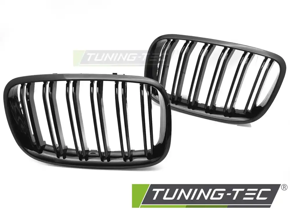 Retur ușor GRILĂ SPORT GLOSSY BLACK DUBLE BAR pentru BMW X5 E70 2007-2013 / X6 E71 2008-2014