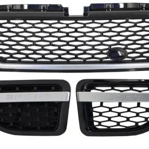 Ansamblu Grila Centrala si Grile Laterale compatibil cu Land Range Rover Sport L320 (2005-2008) Autobiography Look Piano Black Edition Premium