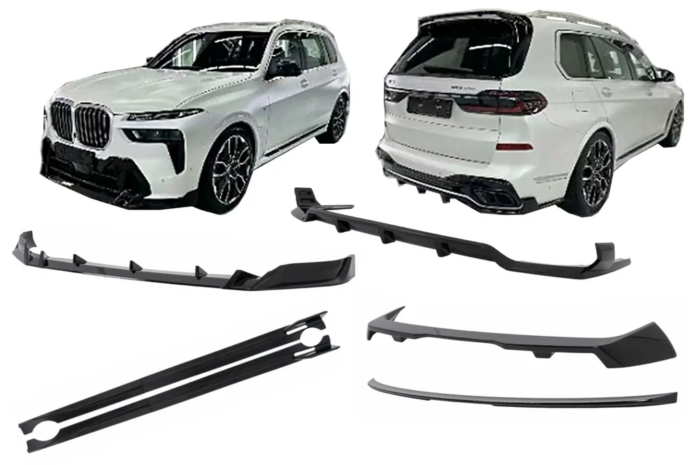 Pachet Exterior Aero compatibil cu BMW X7 G07 LCI M-Tech (2023-) Black Knight Design Negru Lucios Livrare expres