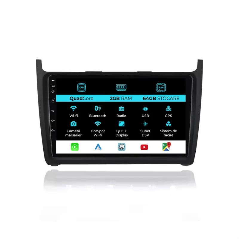 Reducere de preț Navigatie Android Dedicata Volkswagen Polo (2009-2018), 9Inch, 2Gb Ram, 64Gb Stocare, Carplay