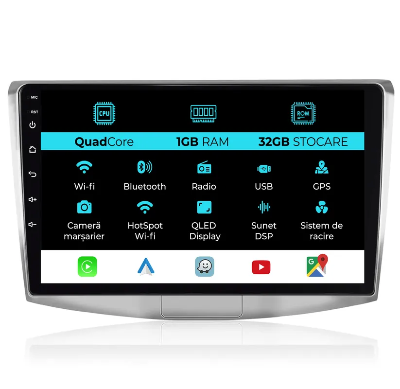 Disponibil imediat Navigatie Android Dedicata Volkswagen Passat B6, B7, CC (2005 -2015),10Inch, 1Gb Ram, 32Gb Stocare, Carplay