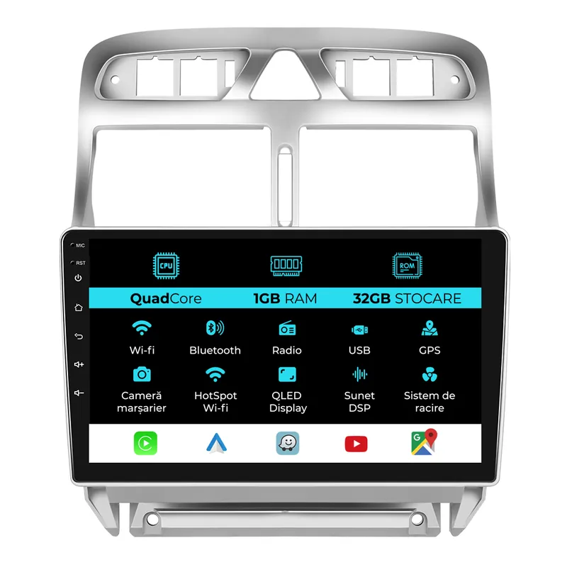 Cumpără online Navigatie Dedicata Peugeot 307 (2000-2013), 9Inch, 1Gb Ram, 32Gb Stocare, Carplay