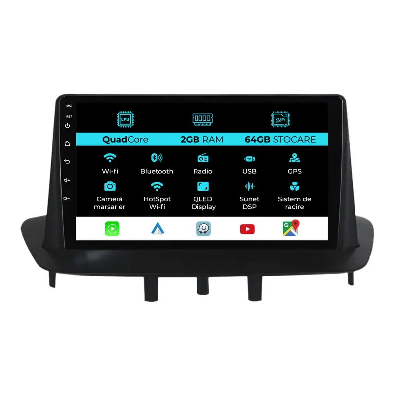 Calitate înaltă Navigatie Dedicata Renault Megane 3 (2008-2015), 9 Inch, 2Gb Ram, 64Gb stocare, CarPlay