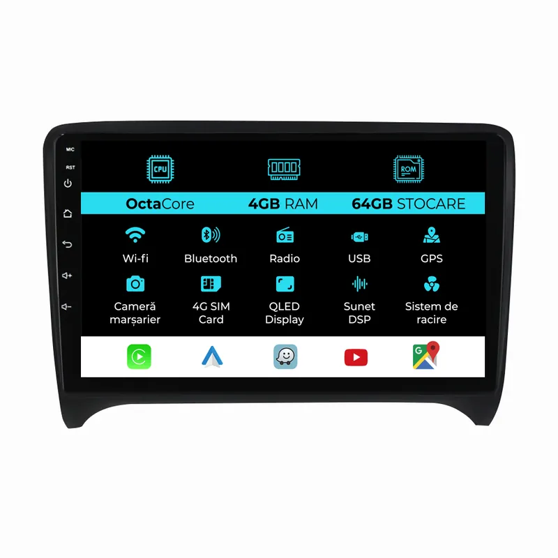 Retur ușor Navigatie Dedicata Audi TT (2006-2014), 9 Inch, 4Gb Ram, 64Gb stocare, Carplay