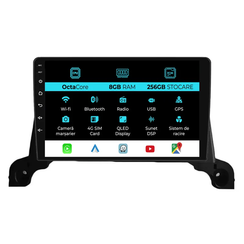 Navigatie Dedicata Peugeot 3008 5008 (2016 – 2021), 9Inch, 8Gb Ram, 256Gb Stocare, Carplay Retur ușor