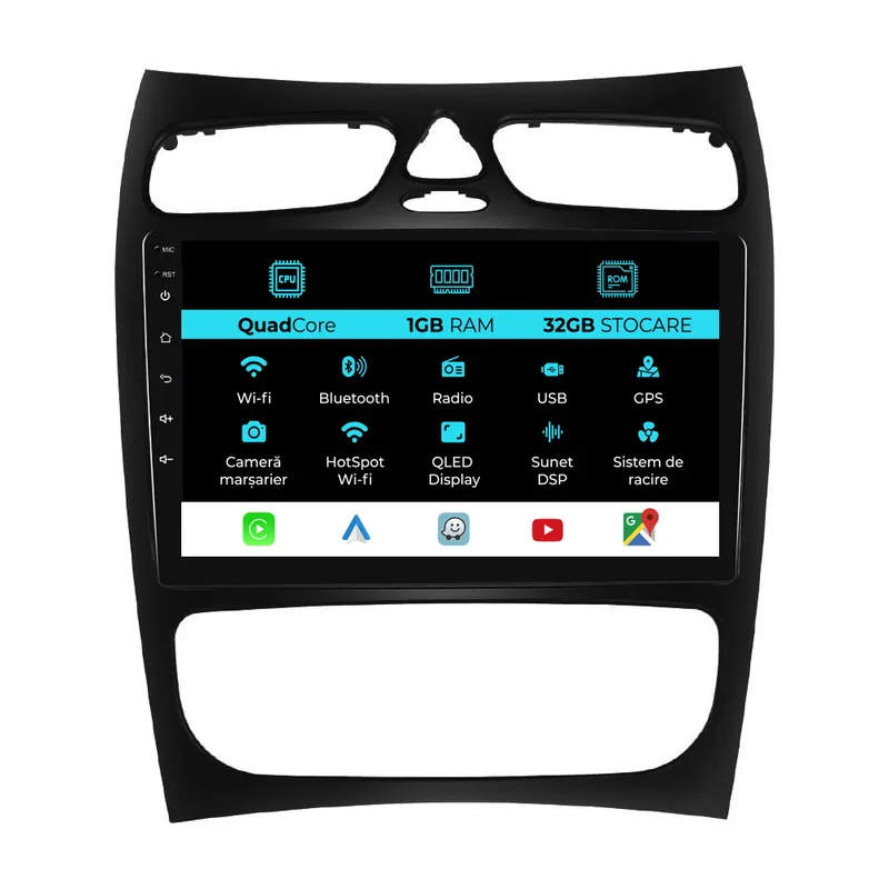 Navigatie Dedicata Mercedes C-Class W203 CLK W209 (2000 – 2005), 9Inch, 1Gb Ram, 32Gb Stocare, Carplay Cumpărături sigure