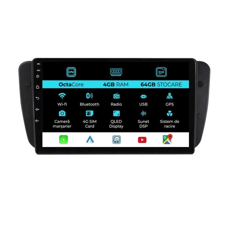 Livrare gratuită Navigatie Dedicata Seat Ibiza (2008-2016), 9Inch 4Gb Ram, 64Gb Stocare, Carplay