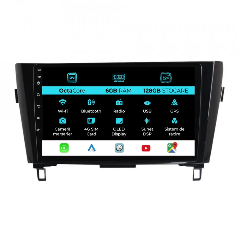 Navigatie Dedicata Nissan Qashqai J11, X Trail T32 (2013-2018), 10Inch, 6Gb Ram, 128Gb Stocare, Carplay Doar azi
