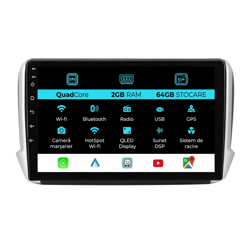 Vezi acum Navigatie Dedicata Peugeot 208 2008 (2013-2018), 10Inch, 2Gb Ram, 64Gb Stocare, Carplay