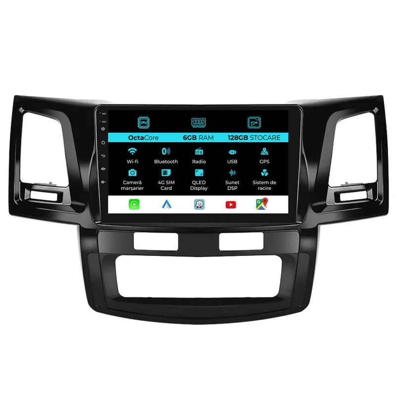 Cumpărături sigure Navigatie Dedicata Toyota Hilux VII (2004 – 2015), 9Inch, 6Gb Ram, 128Gb Stocare, Carplay