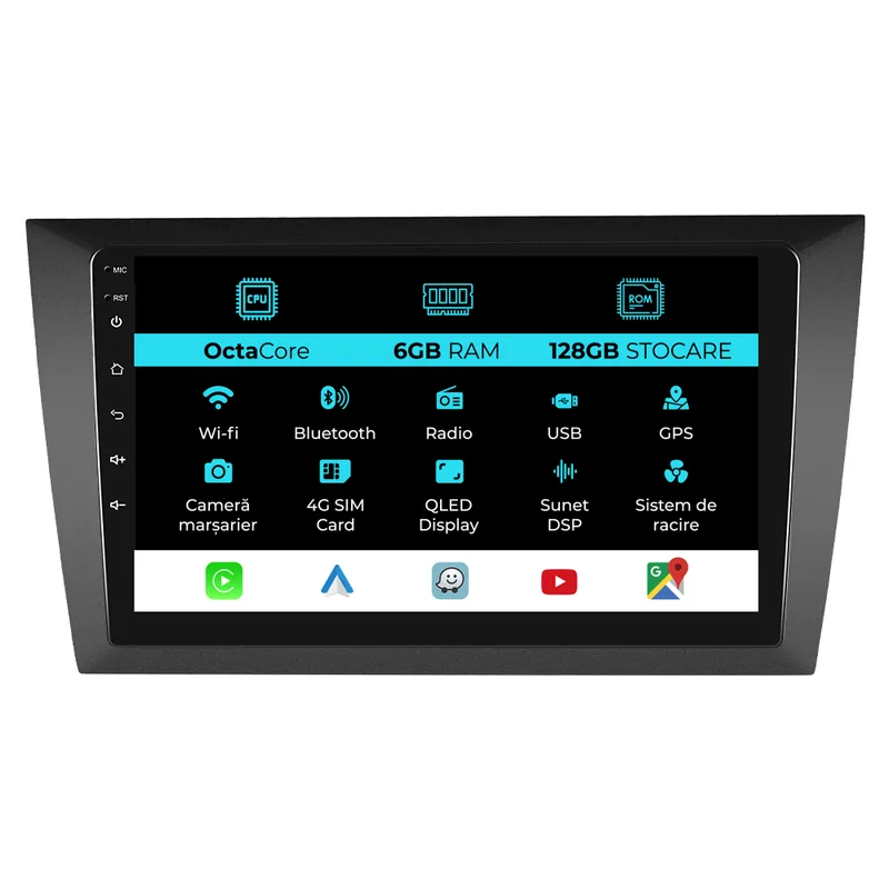 Cel mai vândut Navigatie Dedicata Volkswagen Golf 6 (2009 – 2013), 9 Inch, 6Gb Ram, 128Gb stocare, Carplay