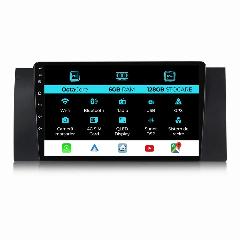 Retur gratuit Navigatie Dedicata BMW Seria5 E39 X5 E53 (1995-2003), 9Inch, 6Gb Ram, 128Gb Stocare, Carplay