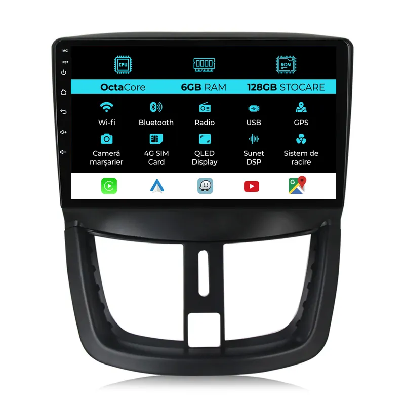 Navigatie Dedicata Peugeot 207 (2006-2015), 9Inch, 6Gb Ram, 128Gb Stocare, Carplay Reducere specială