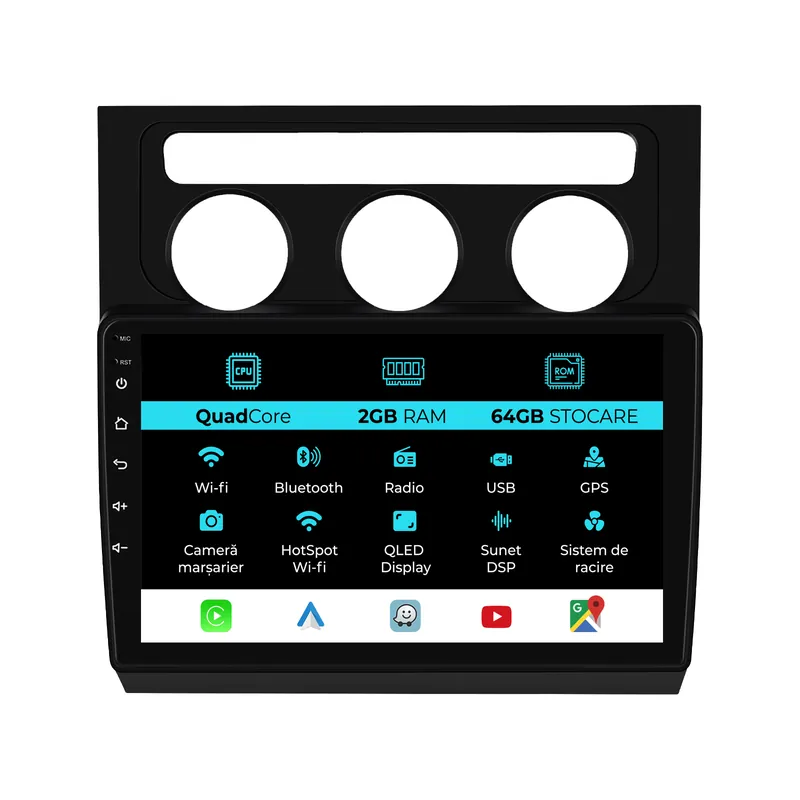 Discount Navigatie Android Dedicata Volkswagen Touran (2003-2010), 10Inch, 2Gb Ram, 64Gb Stocare, Carplay
