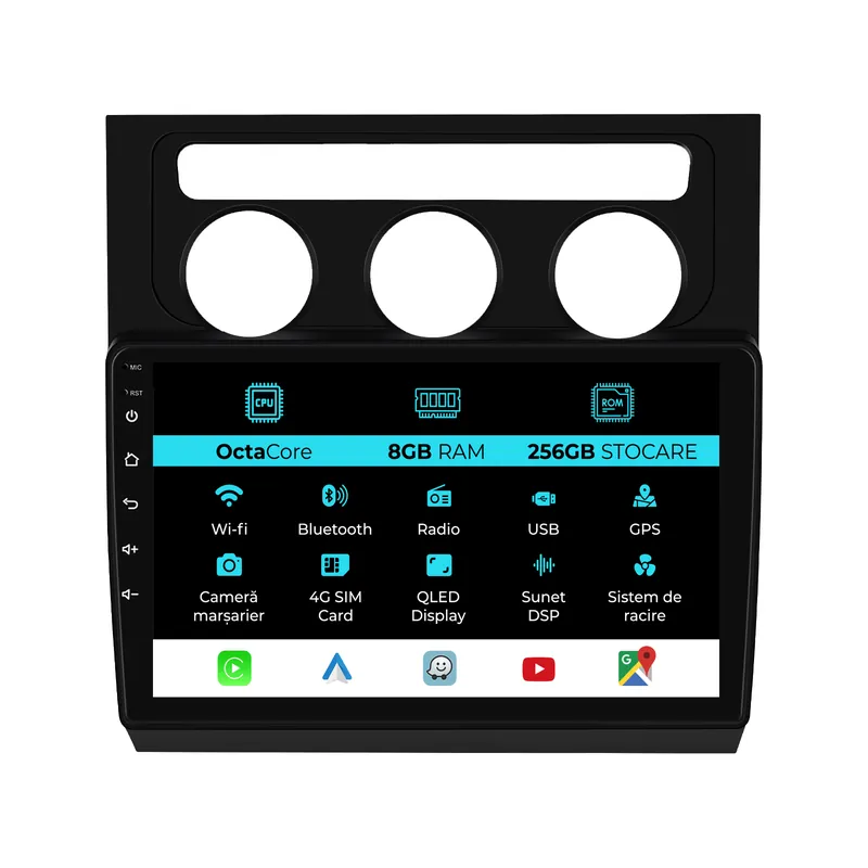 Navigatie Dedicata Volkswagen Touran (2003-2010), 10Inch, 8Gb Ram, 256Gb Stocare, Carplay Calitate înaltă