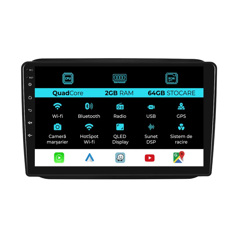 Navigatie Android Dedicata Skoda Fabia (2007-2014), 10Inch, 2Gb Ram, 64Gb Stocare, Carplay Comandă acum
