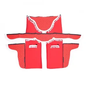 Set Perdele Cabina Camion, Universale, Velur, Rosu-Alb Expediere rapidă