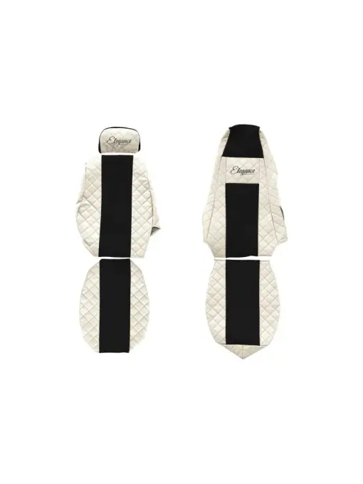 Reducere extra Set 2 huse scaun camion F-Core, Piele-ECO, pentru SCANIA P,G,R,T, Bej/ Negru, tetiera pasager ajustabila