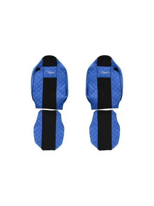 Comandă acum Set 2 huse scaun camion F-Core, Piele-ECO, pentru Renault T, Albastru/ Negru