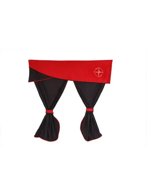 Plată securizată Perdele Cabinei Șoferului ELEGANCE - Set 7 Bucăți Negru/Roșu