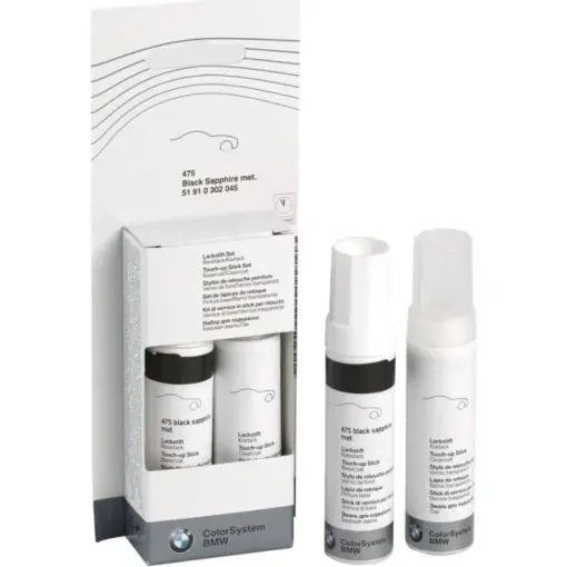 Preferatul clienților Kit retus vopsea original BMW, culoare negru black sapphire metallic 475, 2 x 12ml