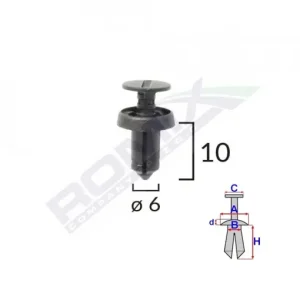 Chilipir Clips Fixare Pentru Dacia Renault 6X10Mm - Negru Set 10 Buc