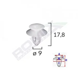 Clips tapiterie pentru mercedes/dacia logan 9x17.8mm - negru set 10 buc Vezi acum