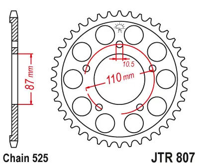 JT - Foaie (spate) JTR807, 45 dinti - SV650 99 JT Discount