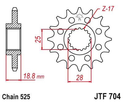 JT - Pinion (fata) JTF704, 16 dinti - Apr1000RSV SL RST 01- F800GS JT Ieftin
