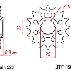 Ieftin EMGO - Pinion (fata) JTF1901, 15 dinti - KTM EXC250 300 450 525XC MXC EMGO