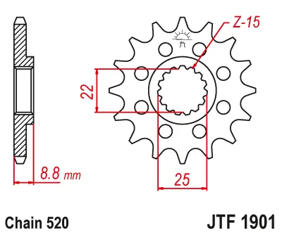 EMGO - Pinion (fata) JTF1901, 14 dinti - KTM EXC125 200 360 SX360 450F EMGO Cel mai bun preț