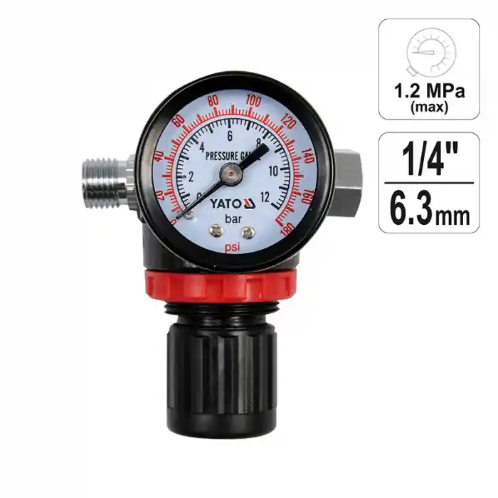 Retur gratuit Regulator de presiune cu manometru mecanic,Yato YT-2381, montare pe furtun