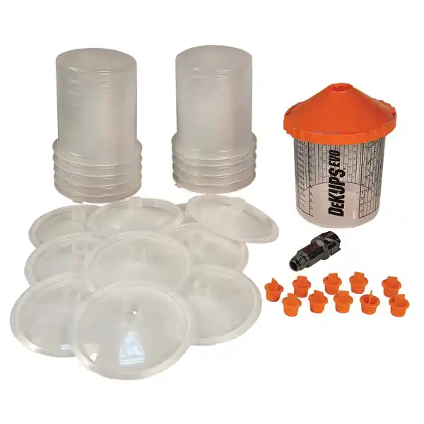 Vezi acum Pachet sistem pahare aplicat vopseaua, Devilbiss PPS DeKups DPC-610, set complet 100 buc, gramaj 710 ml + adaptor + 2 cani refolosibile