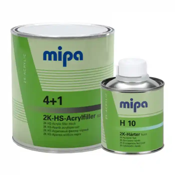 Vezi acum Filler acrilic, Mipa 4+1 HS, culoare gri / negru, gramaj 1 / 3 litri + intaritor 0.25 / 1 litru