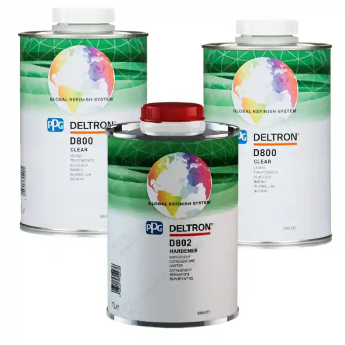 Pachet lac auto + intaritor, PPG D800 Deltron GRS MS 2:1, uscare normal, gramaj 2 litri lac + 1 litru intaritor Super ofertă