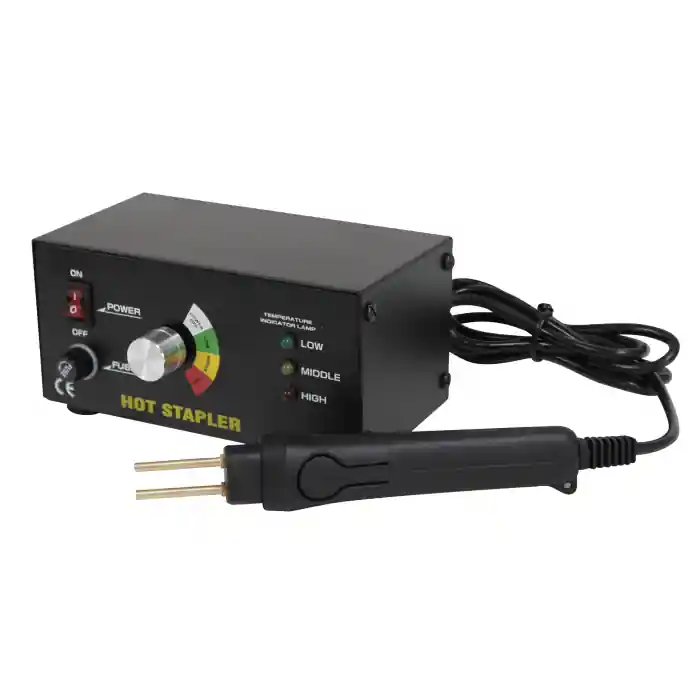 Retur ușor Aparat reparat plastic, GYS 052925, cu agrafe metalice pentru reparat plastic, temperatura 200°C, 100 agrafe incluse