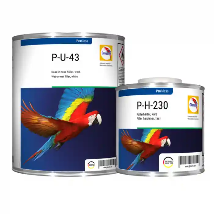 Filler acrilic, Glasurit P-U-43 3:1, ud pe ud, culoare alb / negru, gramaj 3 litri filler + 1 litru intaritor Preț redus