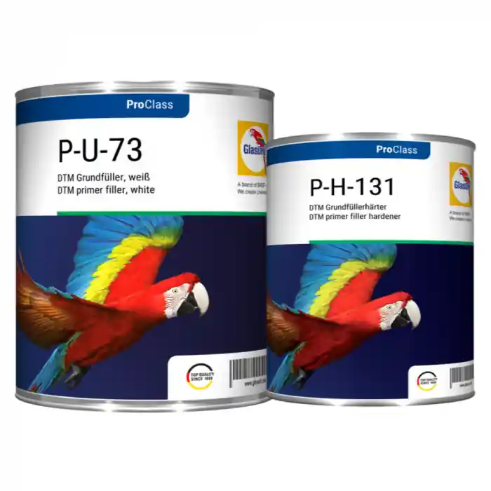 Filler acrilic, Glasurit P-U-73 5:1, DTM diret pe metal, culoare alb / negru, gramaj 3 litri filler + 1 litru intaritor Plată sigură
