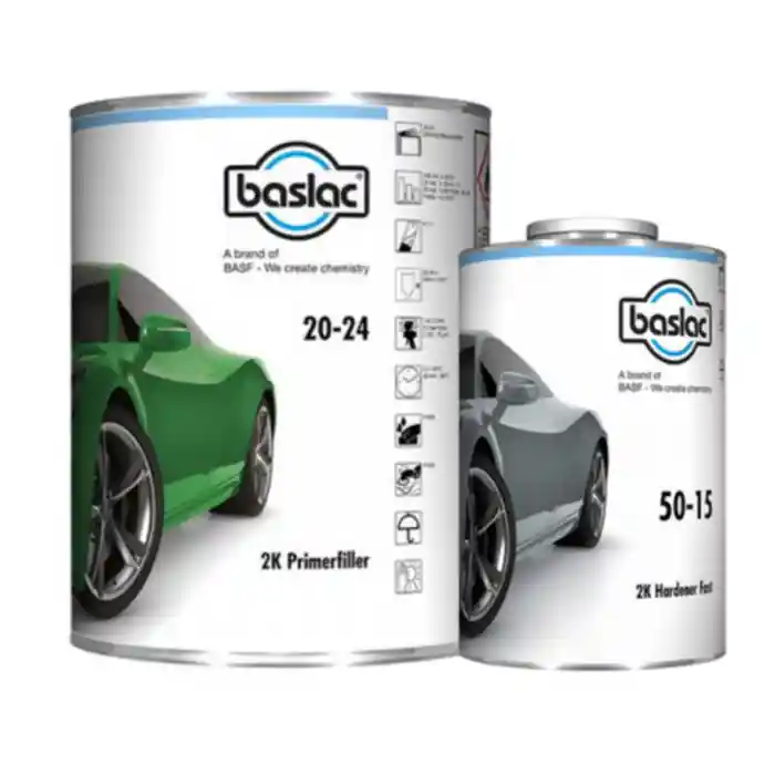 Preț promoțional Primer / Filler acrilic, Baslac 20-24 4:1, culoare gri / negru / alb, cantitate 1 litru / 4 litri + 0.5 litri / 1 litru intaritor